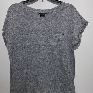 Calvin Klein Women's Gray Heather Crew Neck Cap Sleeve Blouse Size Large